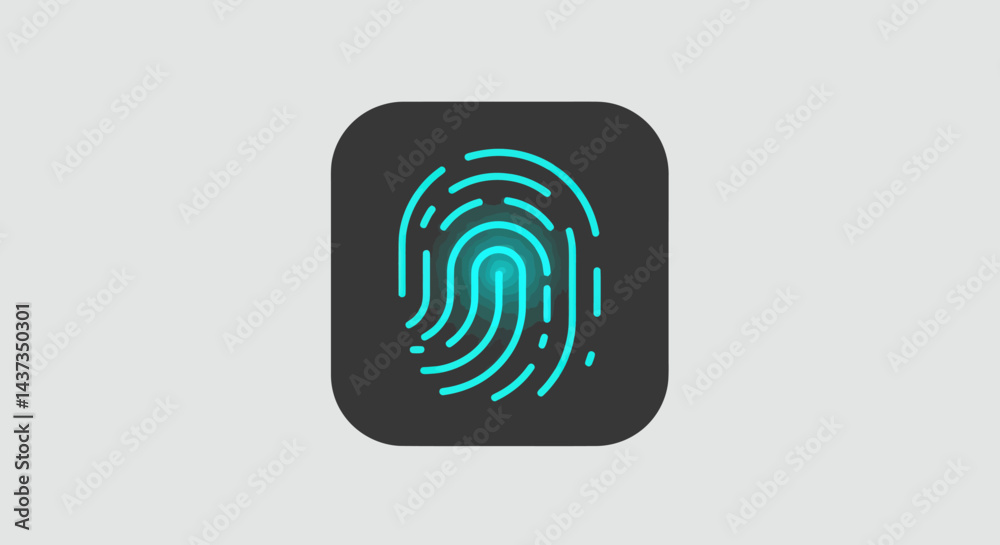 Poster futuristic fingerprint scanner icon design for security and biometric technology concepts in a moder