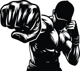 Center Punch Striking Downward Silhouette Vector Illustration