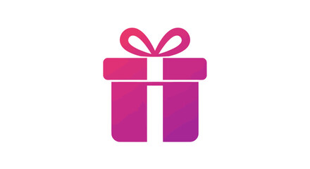 Fototapeta premium Gradient pink gift box vector graphic illustration for birthday or holiday celebration with ribbon and bow for greeting card