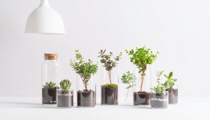 ガラスの花瓶に入った美しい植物、コピースペース