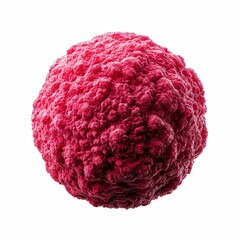 A vivid red, textured sphere floats isolated on a clean white backdrop, ideal for medical and scientific concepts.