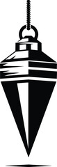 Isolated plumb bob hanging vertically as a vector silhouette symbol