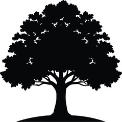Obraz premium Oak Tree Isolated Silhouette Vector Art Elegant Forest Element with Natural Landscape Design