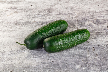 Ripe green raw two cucumbers