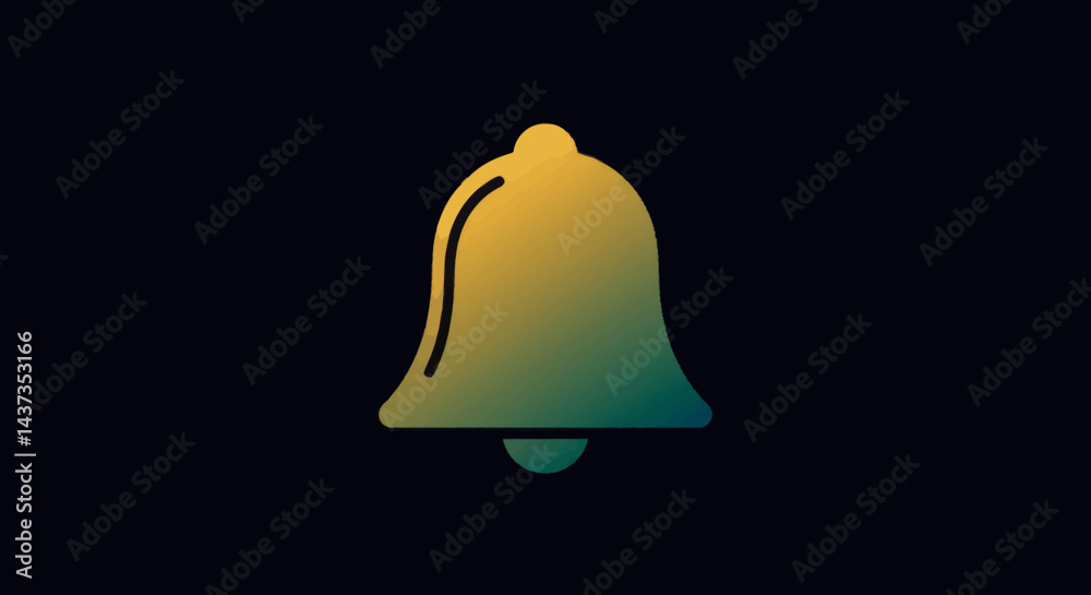 Poster notification alert bell icon with gradient color scheme against a dark background for design element
