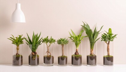 美しい観葉植物、ガラスのポット