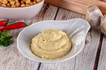 Natural organic homemade chickpea hummus