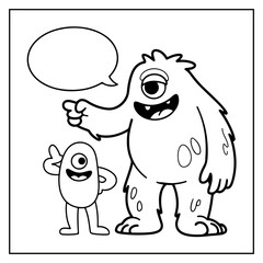 Fototapeta premium Cute Monster Bold & Easy Coloring Pages For Kids and Adults