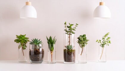 美しい観葉植物、ガラスのポット