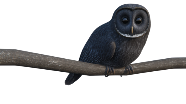 Owl perched on branch nature scene digital art isolated view