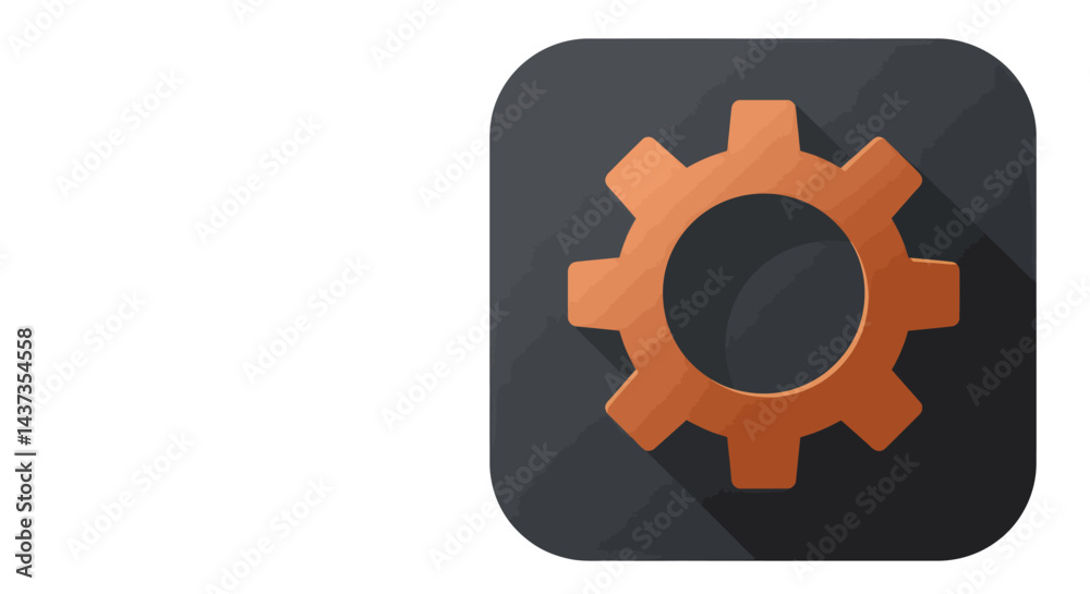 Poster settings and configuration concept with gear icon on dark background symbolizing adjustment and tech