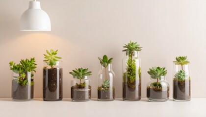 美しい観葉植物、ガラスのポット