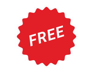 Free label. Red badge sticker design with the free vector header. Round EPS10 icon