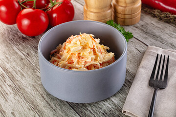 Vegan Coleslaw salad with cabbage and carrot