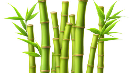 Bamboo growth showcase nature scene digital illustration greenery. Isolated on transparent background, png.