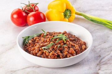 Black eye beans wutg tomato sauce