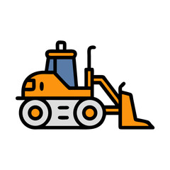 Bulldozer Tractor Construction Vehicle Icon Design