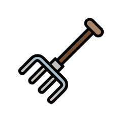 Garden Rake Tool Landscaping Equipment Icon Design
