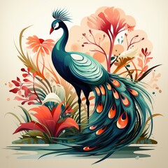 Fototapeta premium vector illustration of a peacock