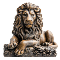 Majestic lion sculpture art gallery 3d artwork indoor close-up. Isolated on transparent background, png.
