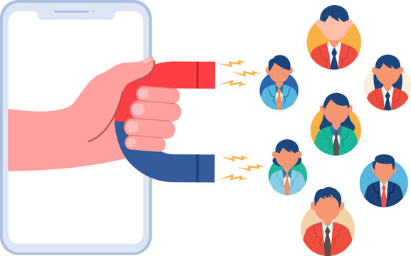 magnet engaging online customer engagement on social media vector illustration