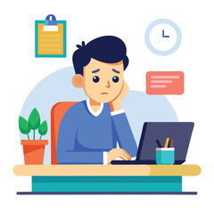 Stressed, tired and overworked male entrepreneur with debt issues at home. Young frustrated caucasian man unhappy about an email on his laptop and feeling sad, depressed and anxious in his house