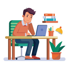 Stressed, tired and overworked male entrepreneur with debt issues at home. Young frustrated caucasian man unhappy about an email on his laptop and feeling sad, depressed and anxious in his house