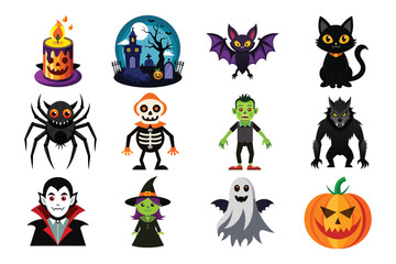 Spooky Halloween Vector Icons - Jack-o'-lantern, Vampire, Witch & More