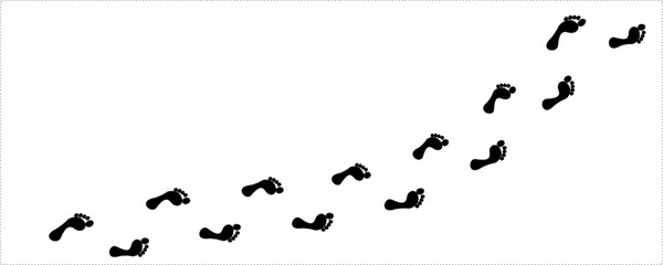 Human footprints line. Bare footprints set. Vector clipart eps 10