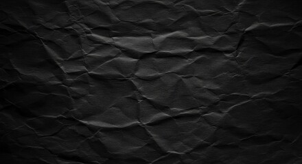Crumpled Black Paper Texture Dark Abstract Background