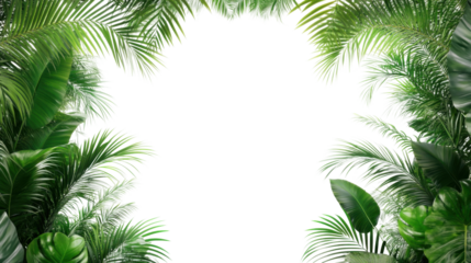 Lush greenery nature frame tropical jungle digital art bright light