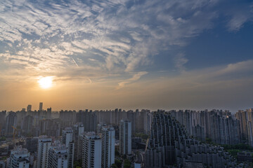 The beauty of Shanghai city skyline at sunset