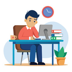 Stressed, tired and overworked male entrepreneur with debt issues at home. Young frustrated caucasian man unhappy about an email on his laptop and feeling sad, depressed and anxious in his house