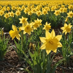 daffodils in spring, yellow daffodils in spring, daffodils in the garden
