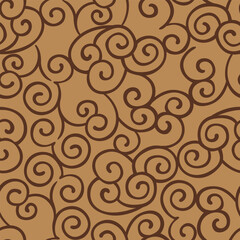 Japanese Cute Curl Wave Vector Seamless Pattern