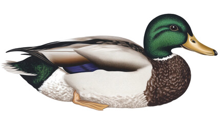 Obraz premium Mallard duck swimming in nature wildlife illustration vibrant colors. Isolated on transparent background, png.