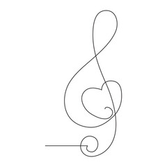 Abstract music notes song sound single line art concept background outline icon art one sheet. Vector illustration sketch element.