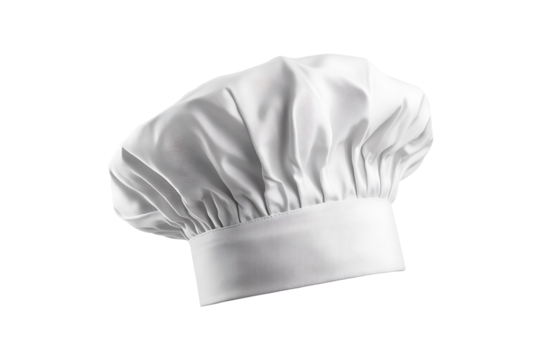 Professional Kitchen Chef Cap Isolated on Transparent Background PNG Image.