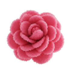 Flower made of pink , fur isolated on white background. 3d rendering.