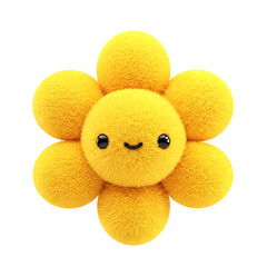 Flower made of  yellow, fur isolated on white background. 3d rendering.