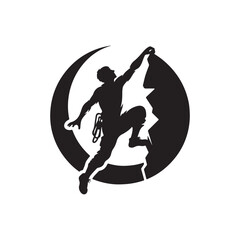 rock climber vector silhouette clip art logo illustration