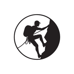 rock climber vector silhouette clip art logo illustration