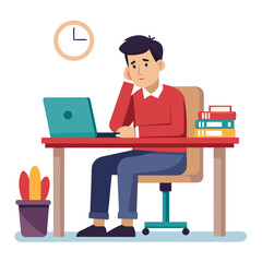 Stressed, tired and overworked male entrepreneur with debt issues at home. Young frustrated caucasian man unhappy about an email on his laptop and feeling sad, depressed and anxious in his house