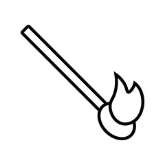 The match is burning. Danger symbol and flammable object. Isolated silhouette background