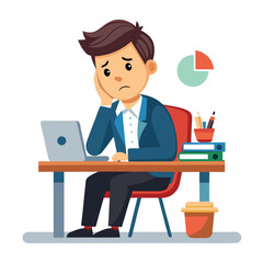 Stressed, tired and overworked male entrepreneur with debt issues at home. Young frustrated caucasian man unhappy about an email on his laptop and feeling sad, depressed and anxious in his house