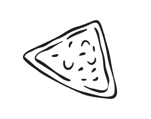 Nachos doodle hand drawn single icon. Nachos drawing line isolated clipart element.