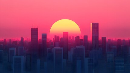 Fototapeta premium Futuristic Urban Skyline at Sunset with Innovative Architectural Designs and Technology Concepts
