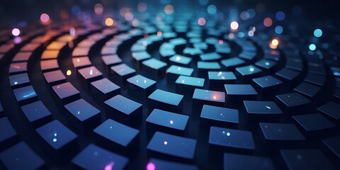 Fototapeta premium Abstract digital data pattern with vibrant color and circular arrangement, evoking a sense of technological advancement and interconnectedness