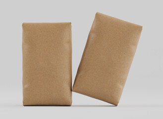 Sack packaging brown color 3D Render illustration Isolated on gray background