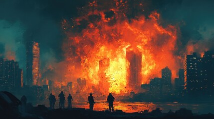 City ablaze in apocalyptic fire